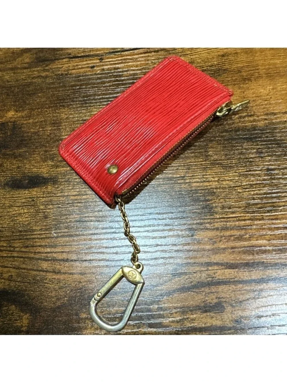 Louis Vuitton Red Epi Leather Pochette Cles